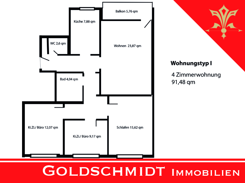 Grundriss Wohnung von Goldschmidt Immobilien in Stuttgart Giebel